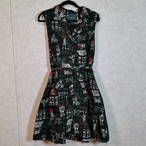 Modcloth Black and Red Printed Midi Dress